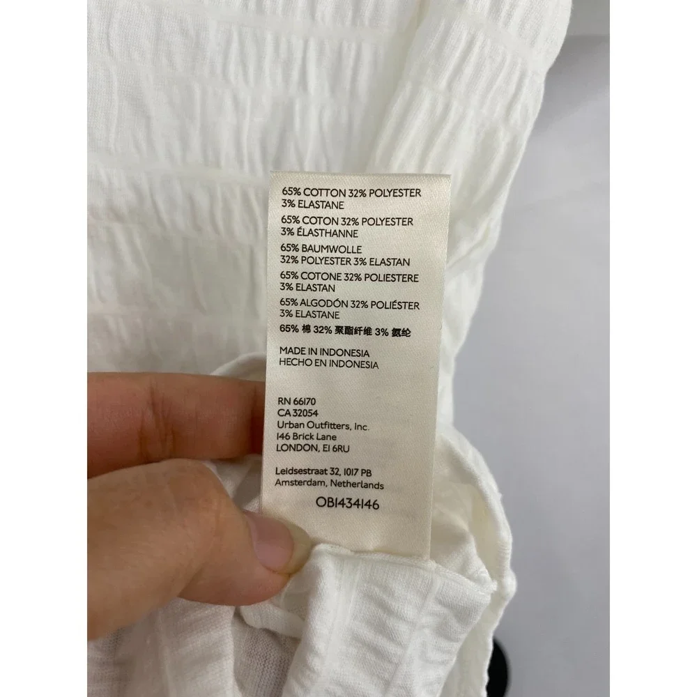 30 M Free People NWT Sugar Cube Crinkle Fabric Short Sleeve Tee Optic White Smal - Picture 9 of 12